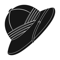 Cork hat from the sun.African safari single icon in black style vector symbol stock illustration web. © pandavector