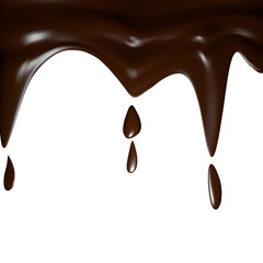 Black chocolate is blurred along the edge. Floats down