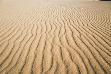 Lines in the sand of a beach, close up