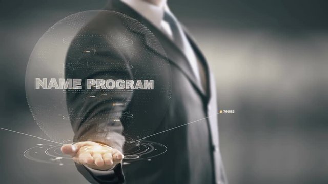 Name Program with hologram businessman concept