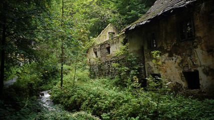 Alte Häuser im Wald