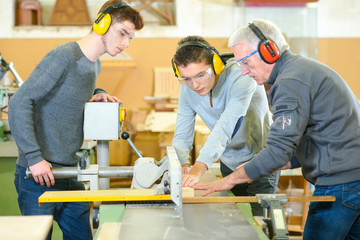 Students in woodwork class