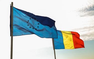 Romanian and EU Flags 01