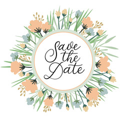 Save the date card. Wedding phrase. Modern brush calligraphy.