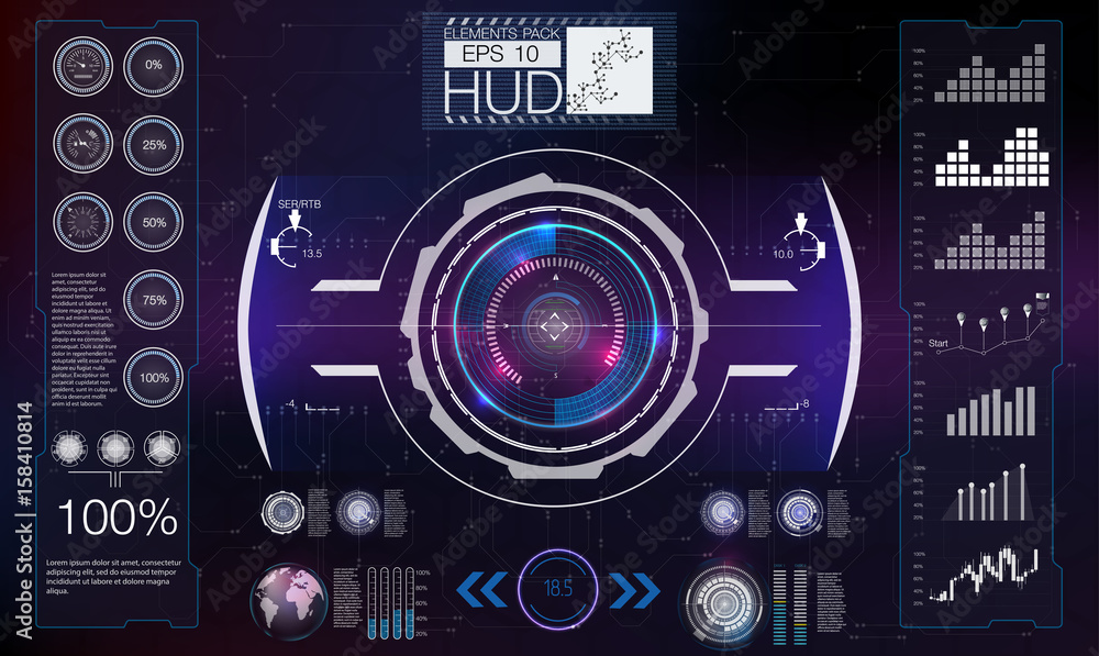 Poster abstract hud. futuristic sci fi modern user interface set.