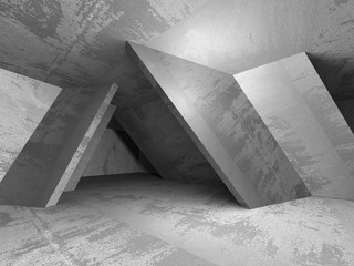 Dark basement empty room interior. Concrete walls