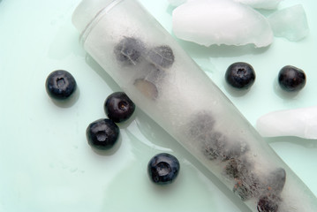 Ice Lolly home made with fresh fruit, blueberry flavor