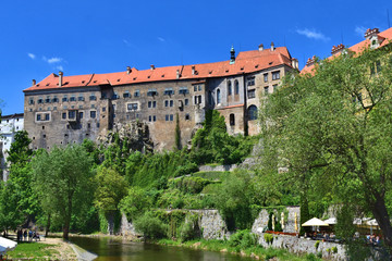 Fototapeta na wymiar Cesky Krumlov (Krumau), Tschechische Republik. Burg, Moldau, Schloss.
