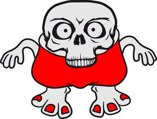 skelett schädel knochen horror halloween gruselig topf komisch lustig monster klein frech böse horror comic cartoon