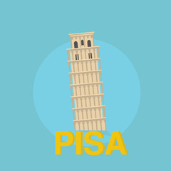 Pisa tower historic. Flat design travel concept