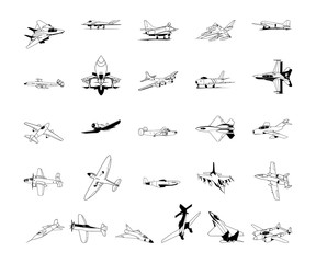 Airplane clipart. Vector Illustration.. Collection set