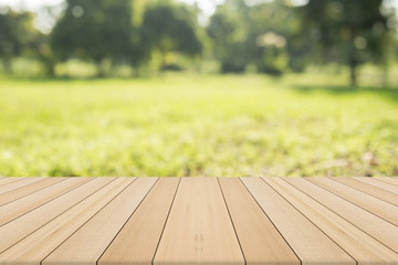 Empty wooden table with natural background,Free space for product editing