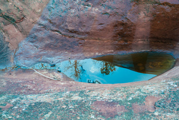 Reflective Pool After Rain in Sedona, Arizona, USA, horizontal