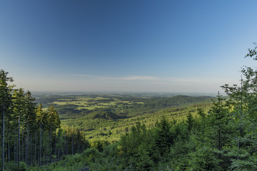 Fototapeta na wymiar View in Rychlebske mountains in spring evening