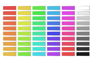 Vector set of realistic isolated sticky paper on the transparent background. Colorful stickers, labels or bookmarks for decoration.