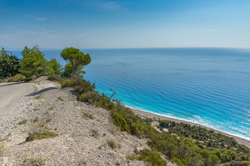 Fototapeta premium Seascape of Blue Waters of Gialos Beach, Lefkada, Ionian Islands, Greece