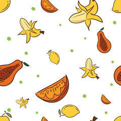 pattern fruit papaya mango banana orange