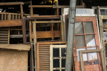 dismatled windows made from wood and glass photo taken in Jakarta Indonesia