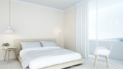 3D Rendering corner interior bedroom space and view nature  