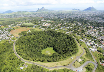 Aerial view of dead crater Mauritius
