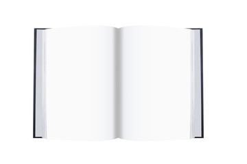 Mockup of opened blank book at white design paper background - clipping part.