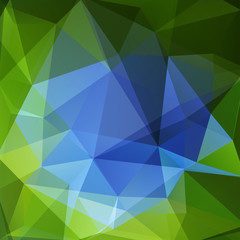 Abstract background consisting of green, blue triangles. Geometric design for business presentations or web template banner flyer. Vector illustration