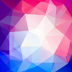 Polygonal vector background. Can be used in cover design, book design, website background. Vector illustration. Pink, blue, white colors.