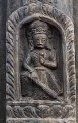 Ancient Hindu Goddess Stone Sculpture Nepal.