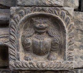 Ancient Hindu Goddess Stone Sculpture Nepal.