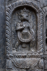 Ancient Hindu Goddess Stone Sculpture Nepal.