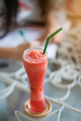 water melon juice on table