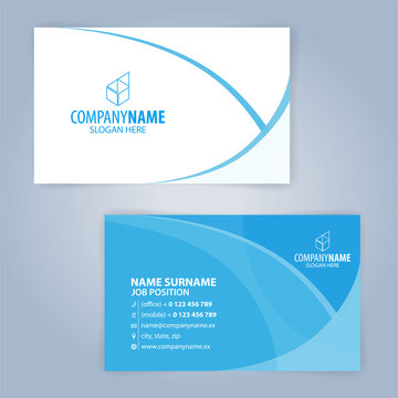 Blue and white modern business card template, Illustration Vector 10