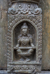 Fototapeta na wymiar Ancient Hindu Goddess Stone Sculpture Nepal.