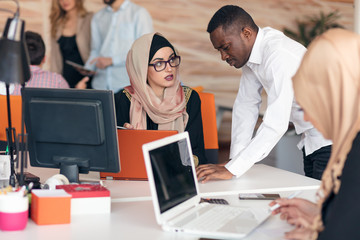 Multiracial contemporary business people working