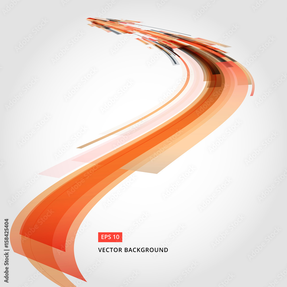 Poster abstract vector background element in red and orange colors perspective
