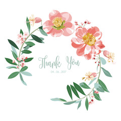 Obraz premium Wreath of flowers in romantic with white background vector 