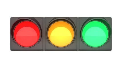 Traffic lights - toy isolated on white background. 3D rendering © parinja
