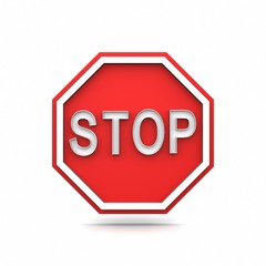stop road signs isolated on a white background. 3D rendering