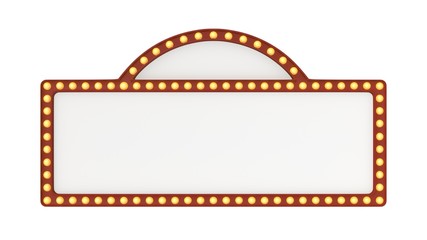 Marquee light board sign retro on white background. 3d rendering