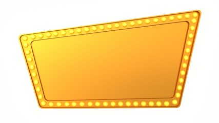 Marquee light Gold board sign retro on white background. 3d rendering
