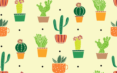 Cactus seamless pattern.