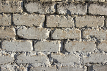 Old, cracked, in a brick wall background