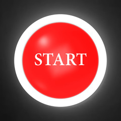 3d rendering of businessman pressing start button get started concept