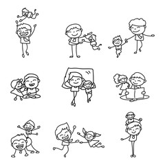 Set of Hand drawing cartoon concept Happy Fathers Day.