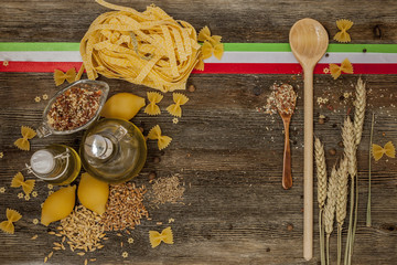 Italian pasta on the kitchen table