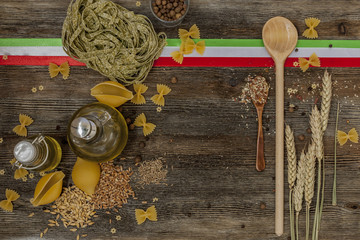 Italian pasta on the kitchen table