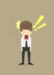 Businessman shocked  with wide open mouth