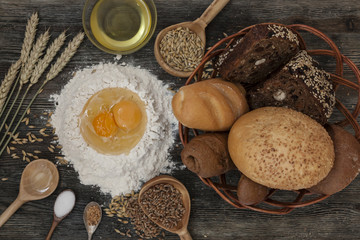 Bread and bake with spices on the kitchen table