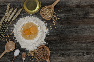 Bread and bake with spices on the kitchen table