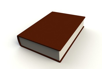 Blank brown book cover on white background, 3D rendering